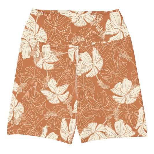 Orange Hibiscus High Waisted Shorts - Solshine and Co