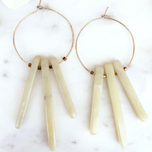 Jade and Gold Hoops - Solshine and Co