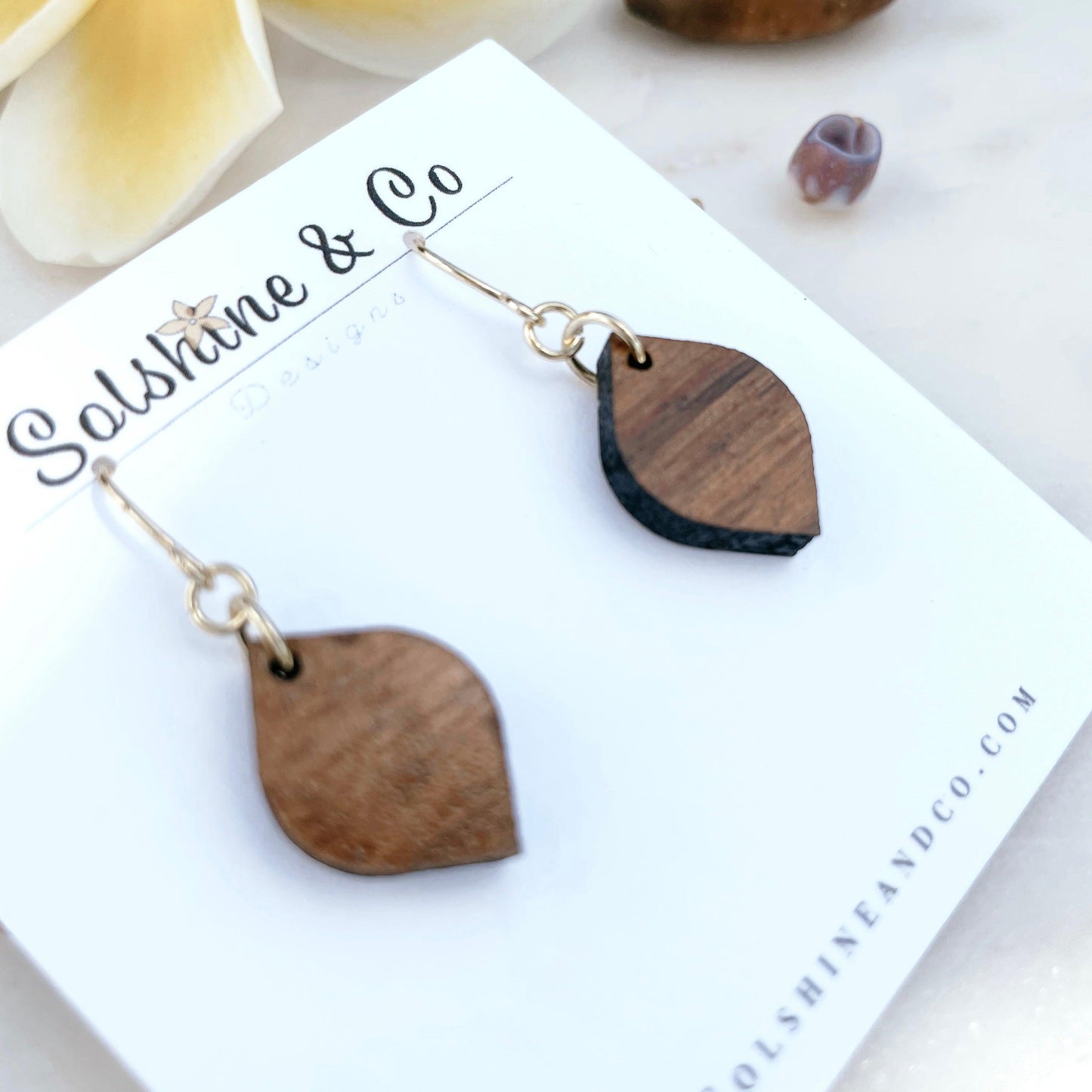 Small Koa Dangle Earrings - Solshine and Co