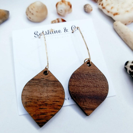 Large Koa Petal Earrings - Solshine and Co