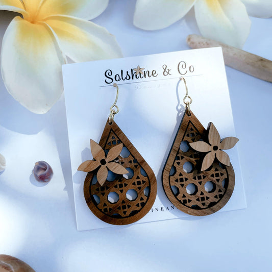 Walnut Cane Drops With Hardwood Pua - Solshine and Co