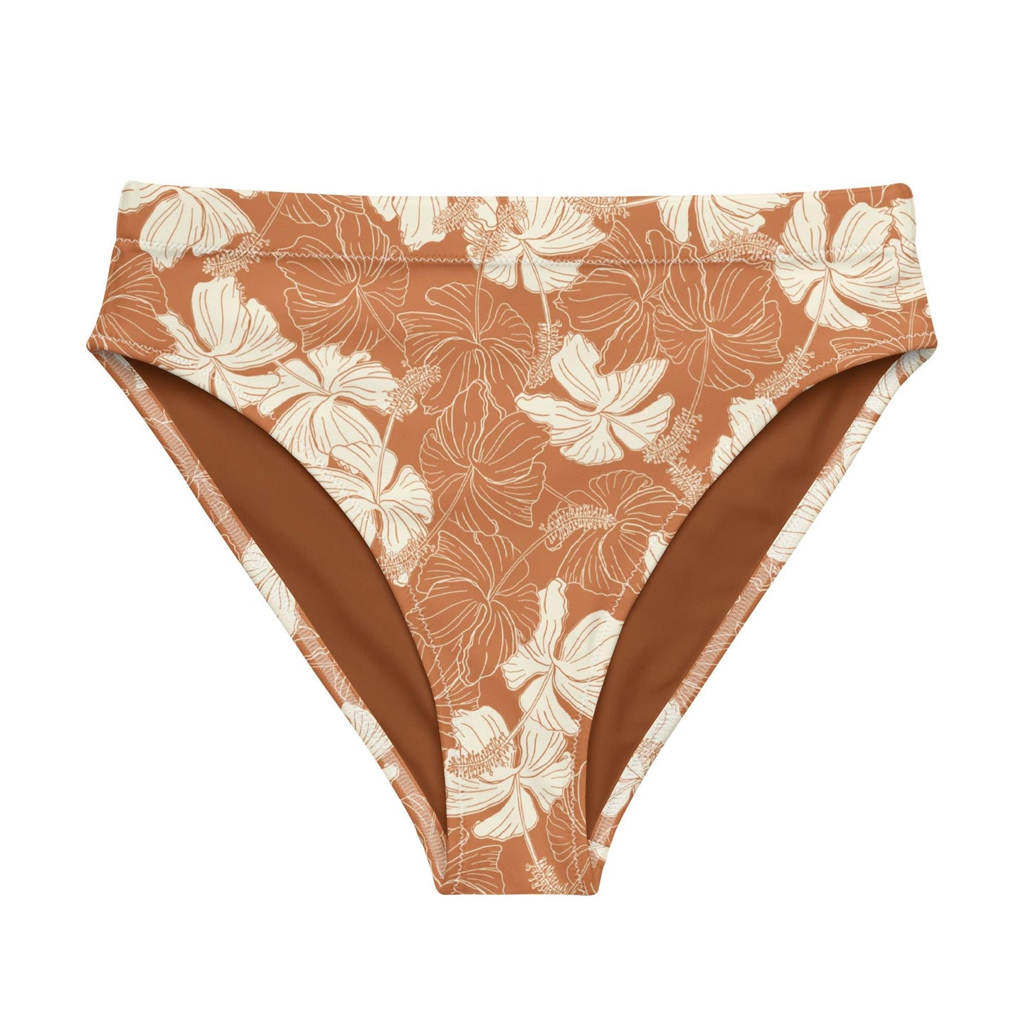 Orange Hibiscus High Waisted Bikini Bottom - Solshine and Co