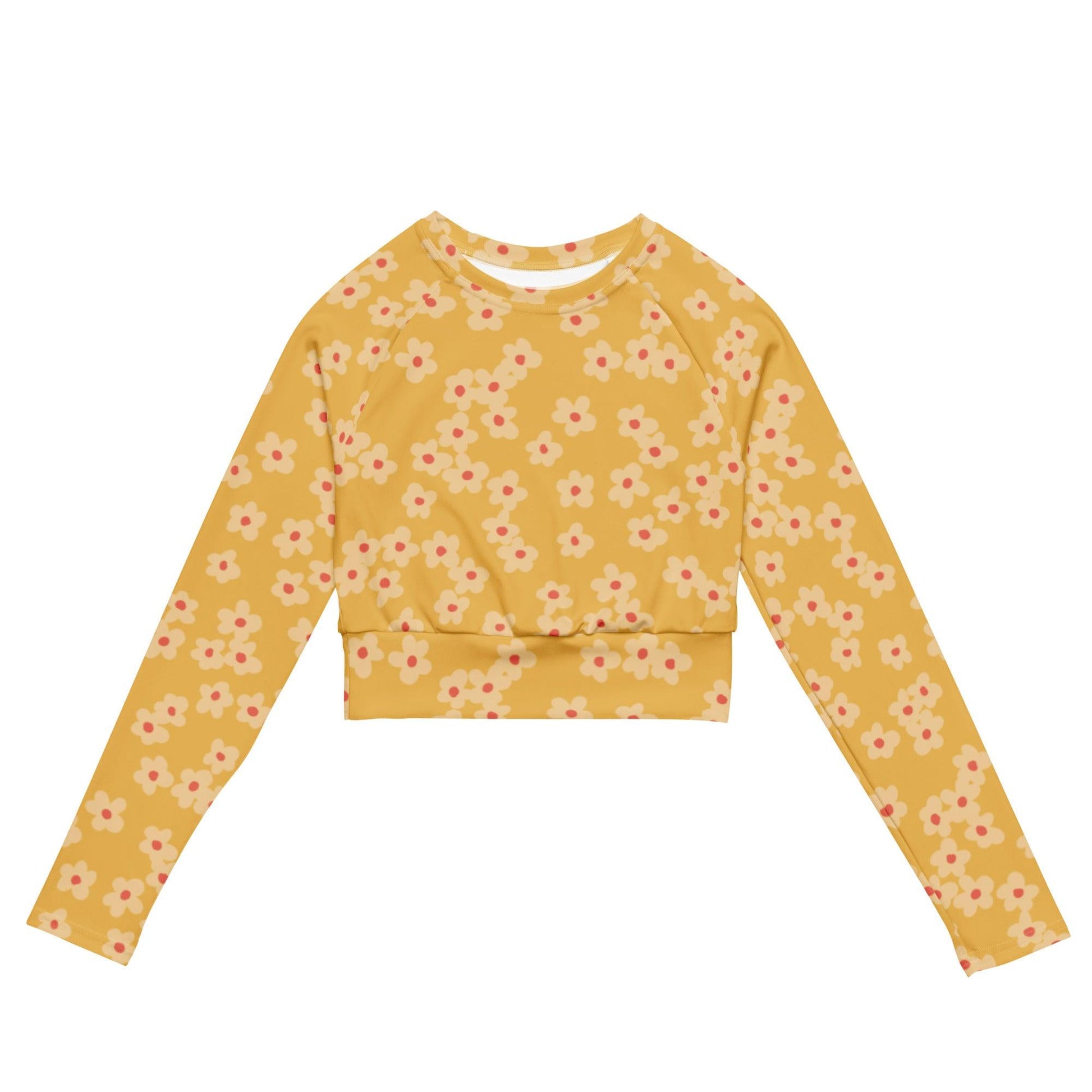 Sunny Blooms Long Sleeved Crop Top Rash Guard - Solshine and Co