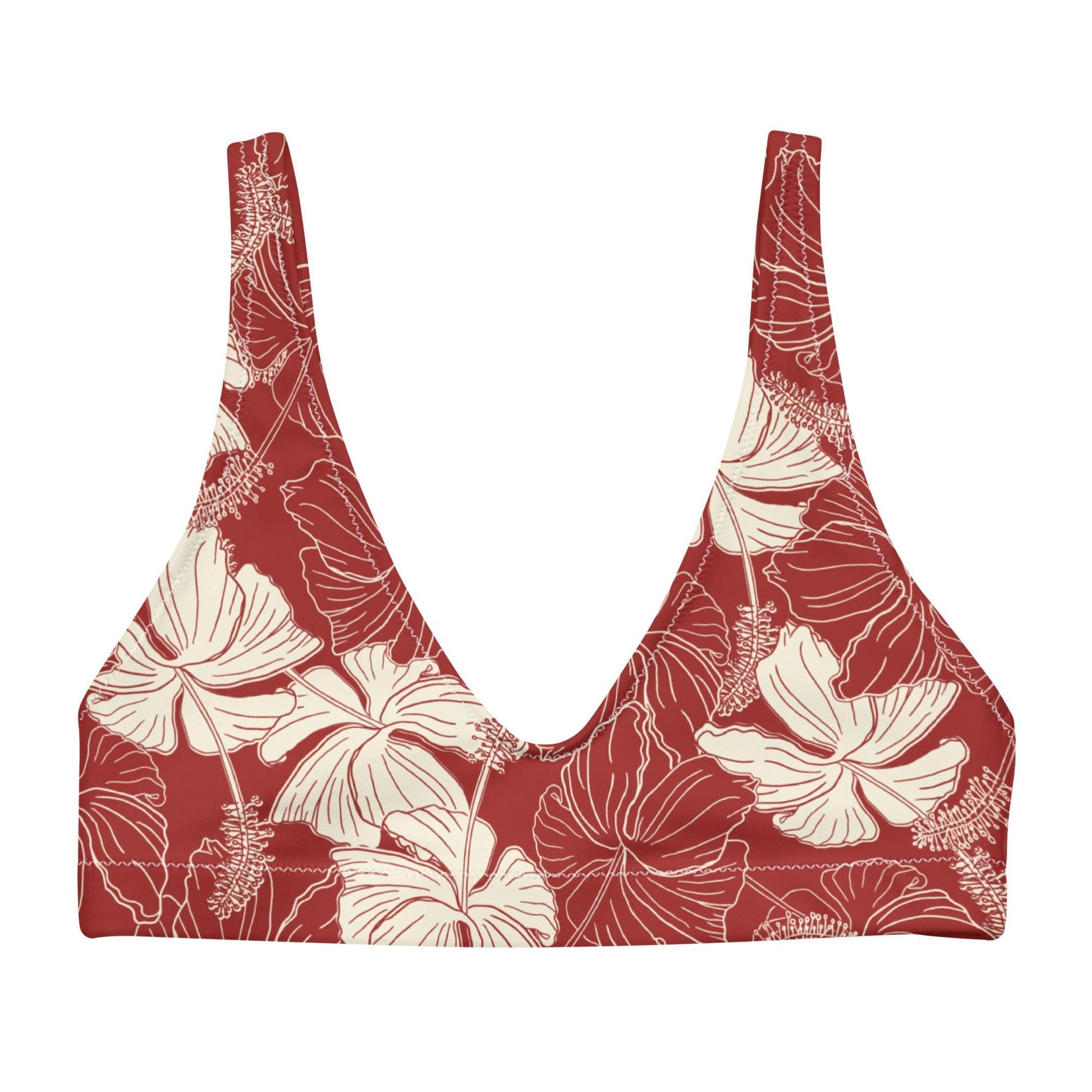 Red Hibiscus Bikini Top - Solshine and Co