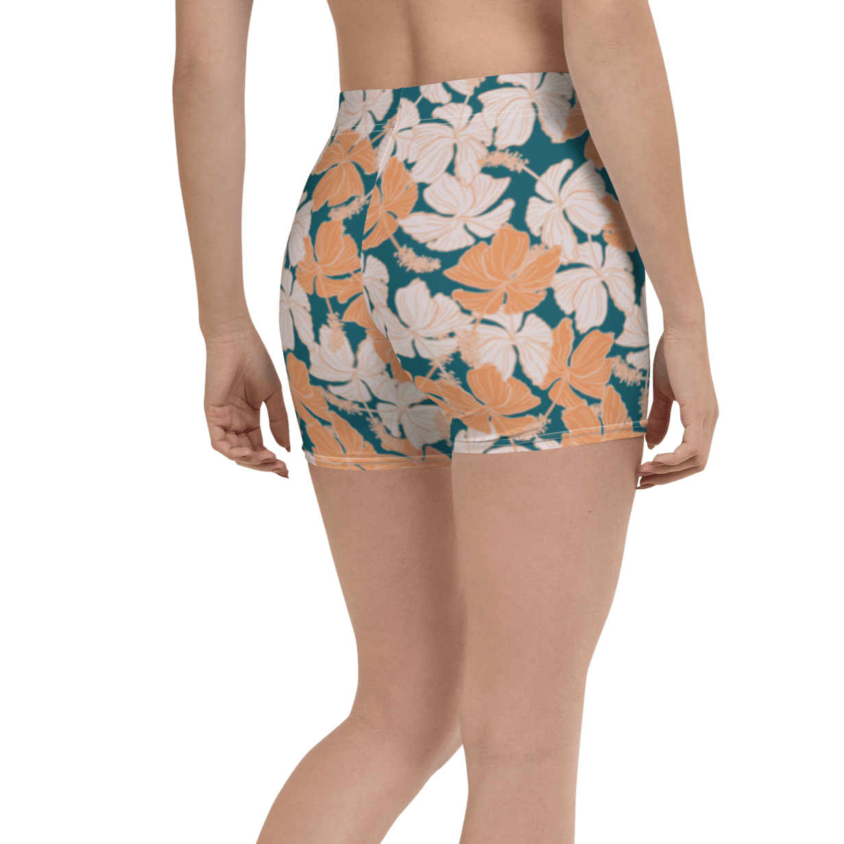 Vintage Hibiscus in Coral/Turquoise All Day Shorts - Solshine and Co
