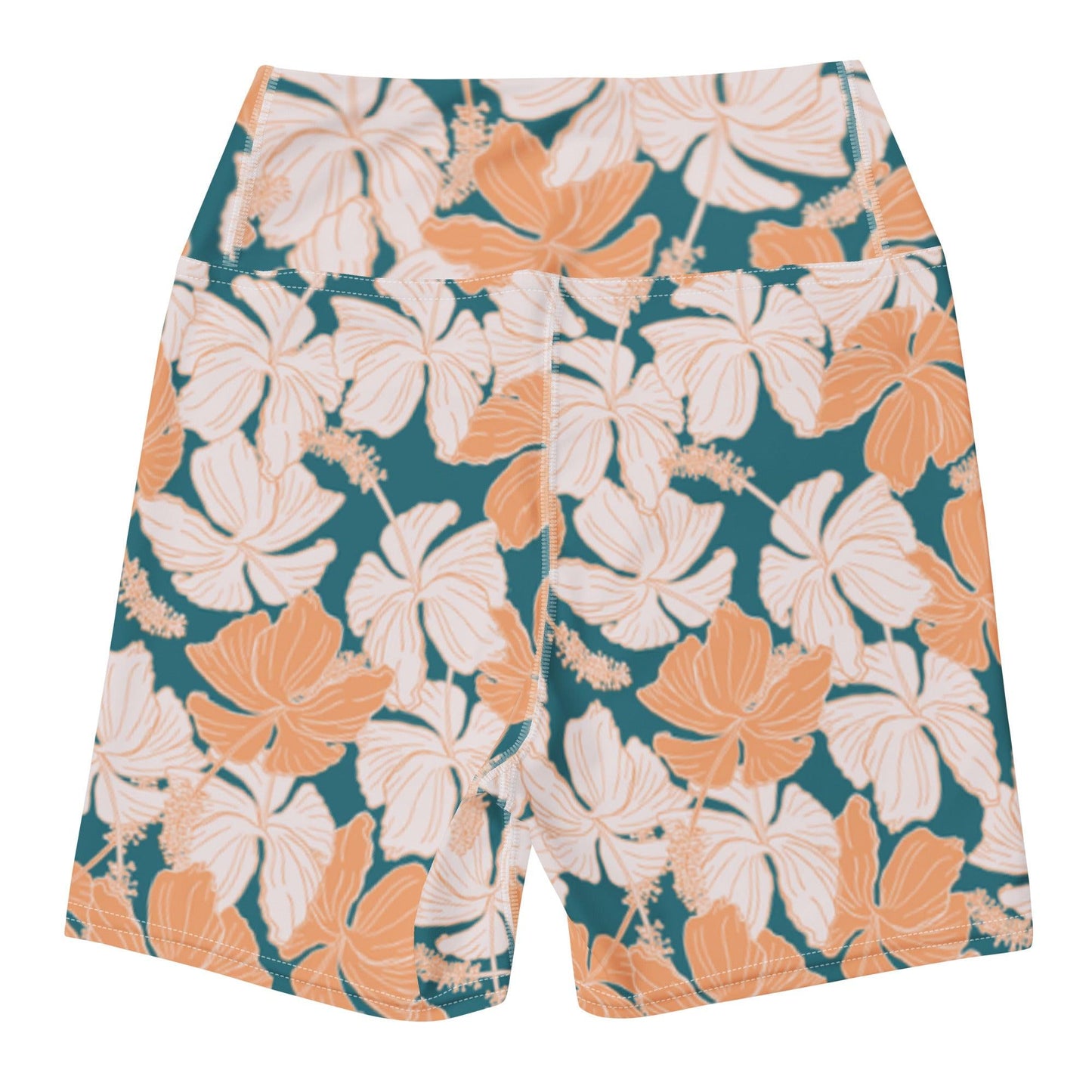 Vintage Hibiscus in Coral/Turquoise High Waisted Shorts - Solshine and Co