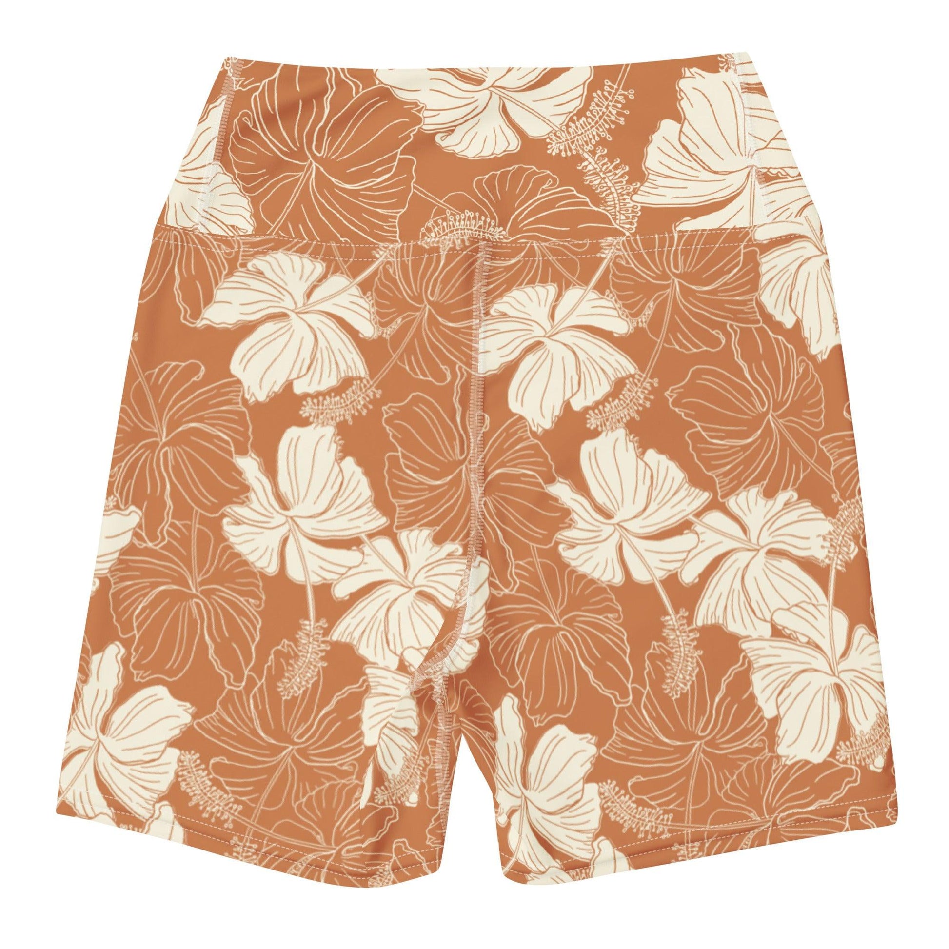 Orange Hibiscus High Waisted Shorts - Solshine and Co