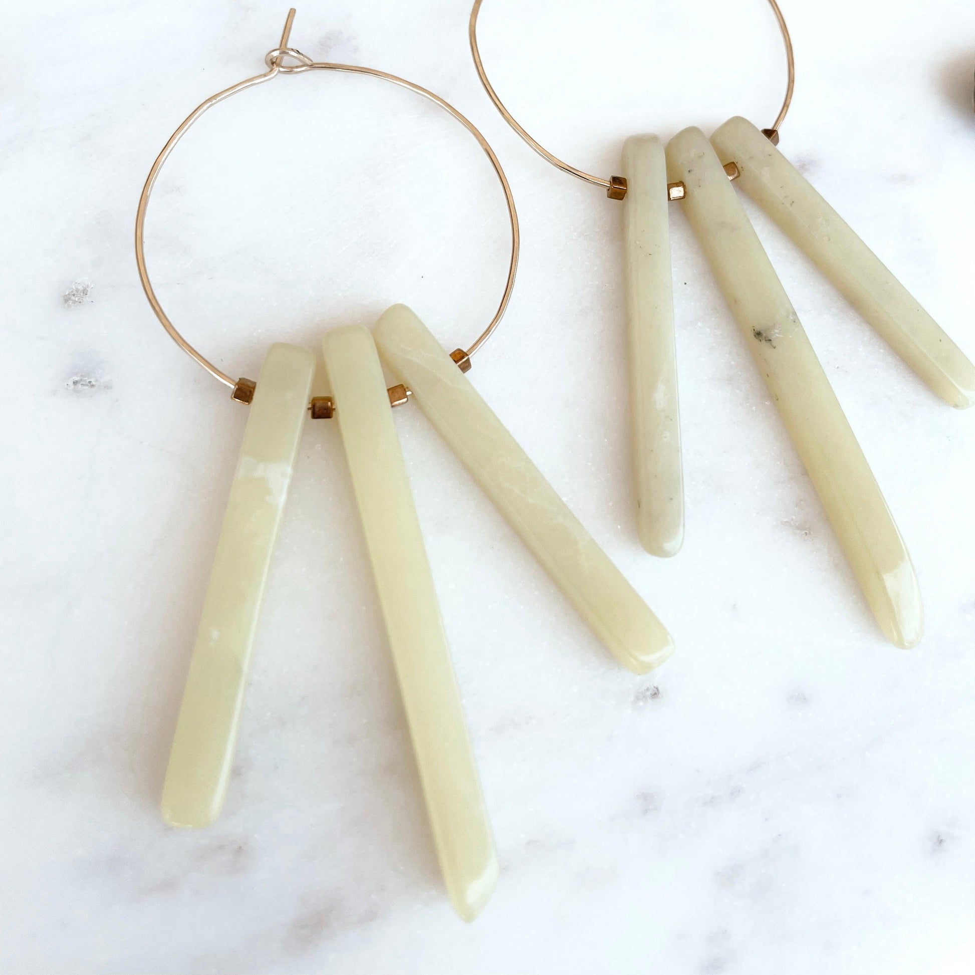 Jade and Gold Hoops - Solshine and Co