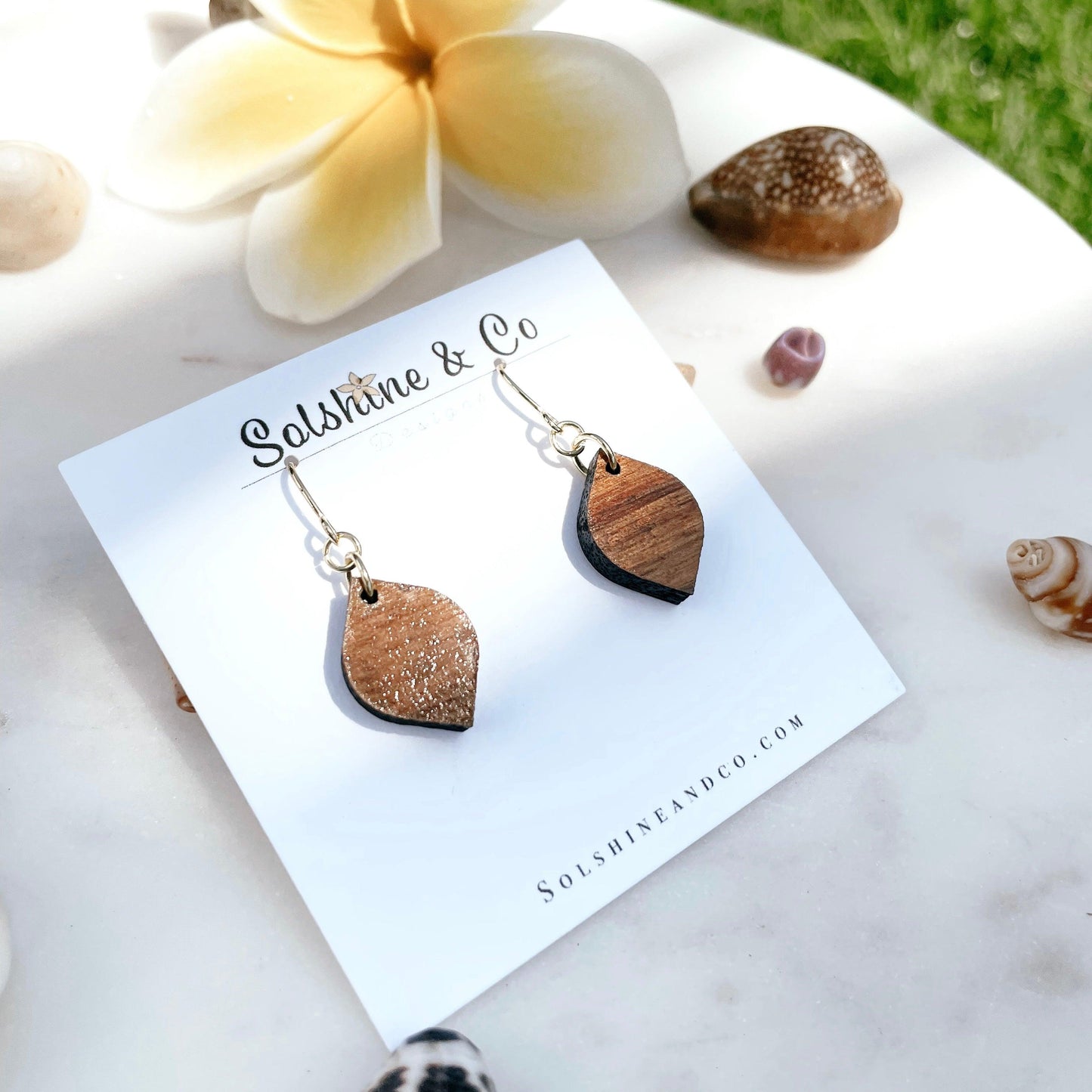 Small Koa Dangle Earrings - Solshine and Co