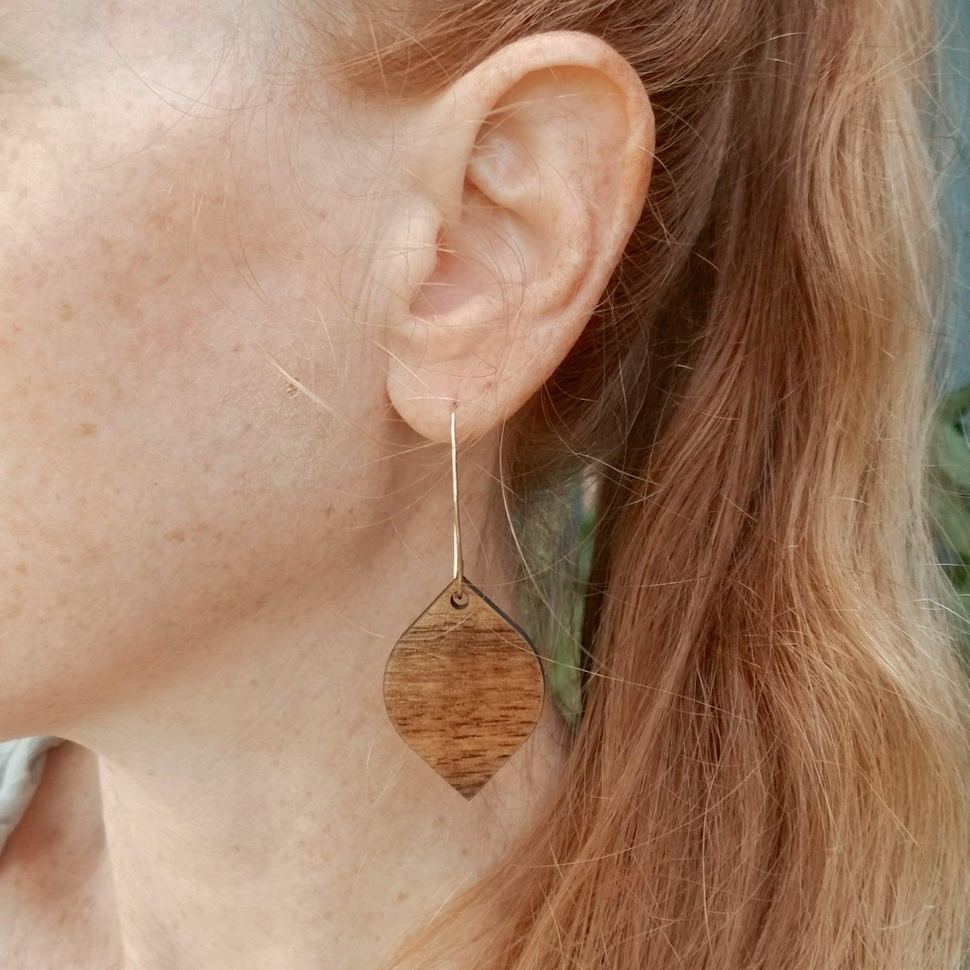 Large Koa Petal Earrings - Solshine and Co