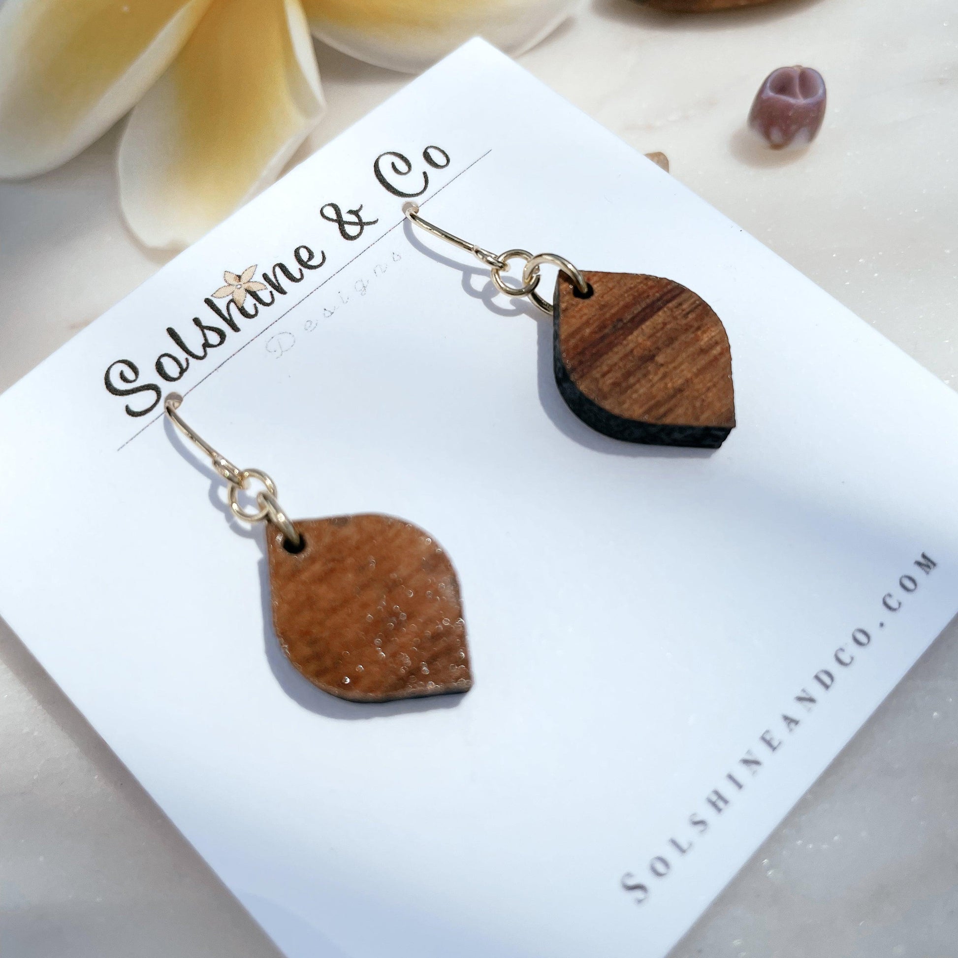 Small Koa Dangle Earrings - Solshine and Co
